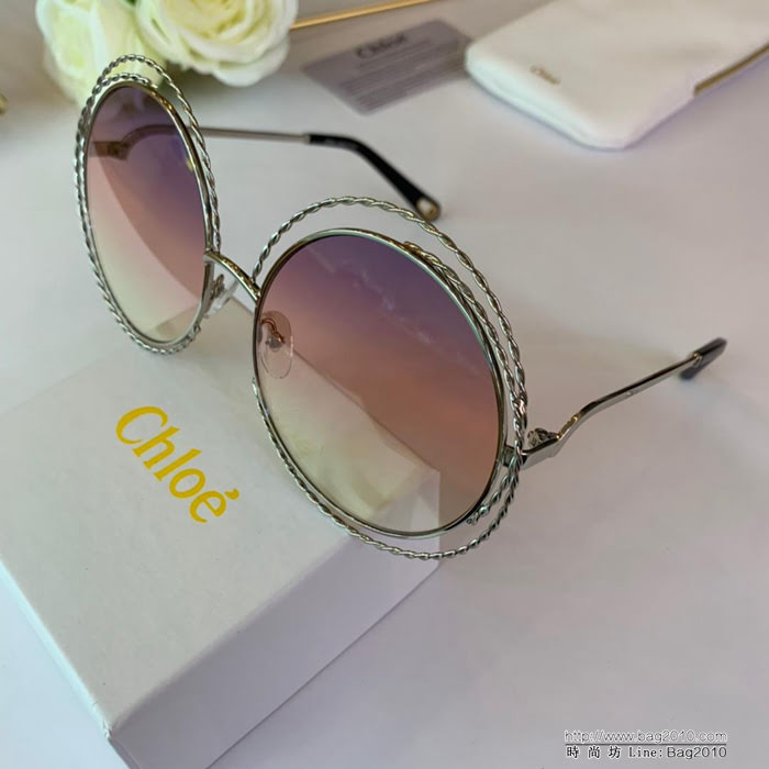 CHLOE克洛伊 麻花款CE114ST 明星網紅同款 潮流復古超大圓框太陽鏡 夾膠框款鏈條精緻  lly1584